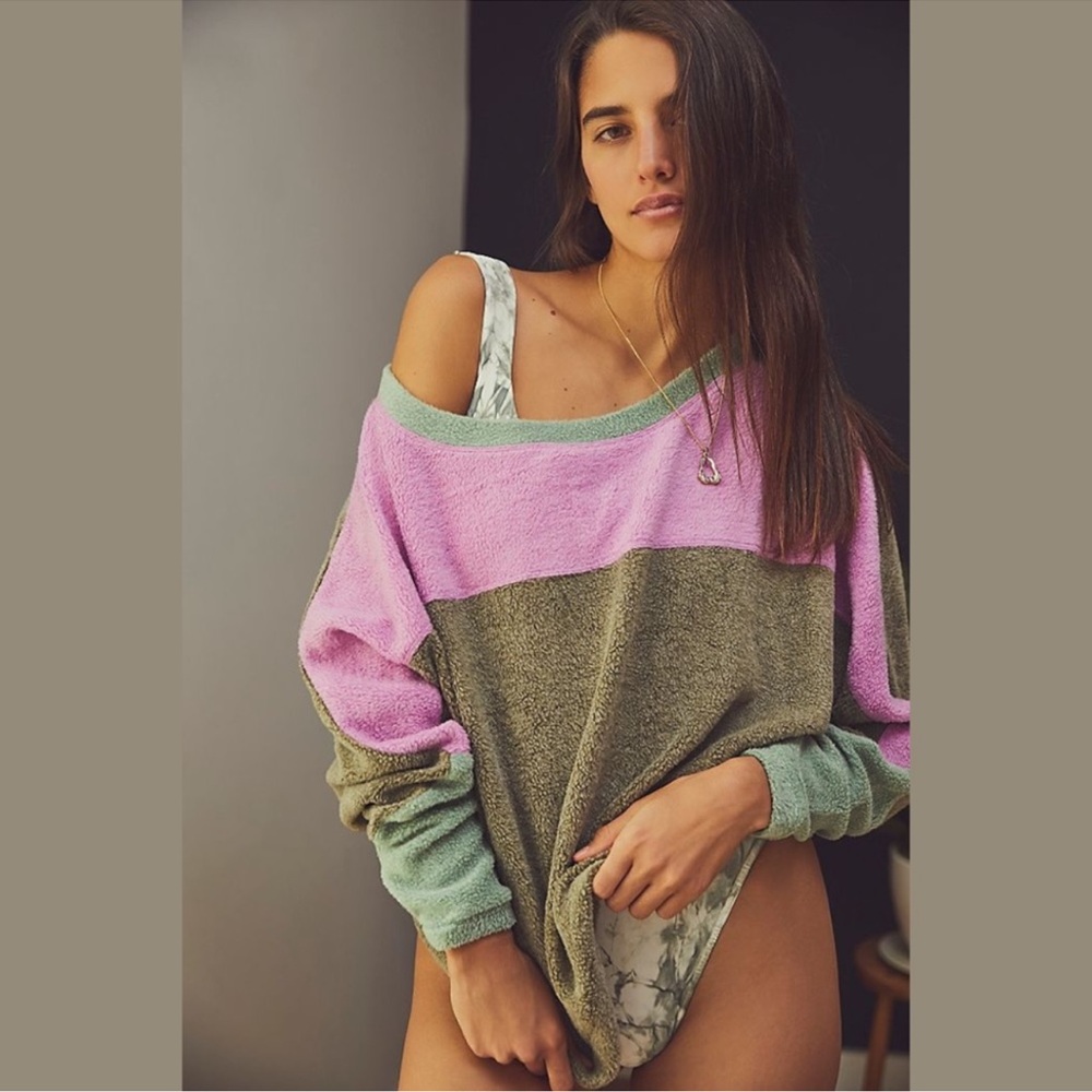 Free People Blue Monday Color Block Pullover in valley girl
